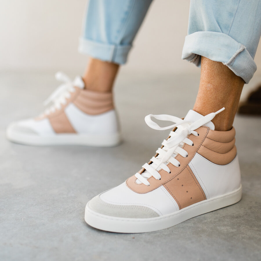 Base high sneaker - white/beige