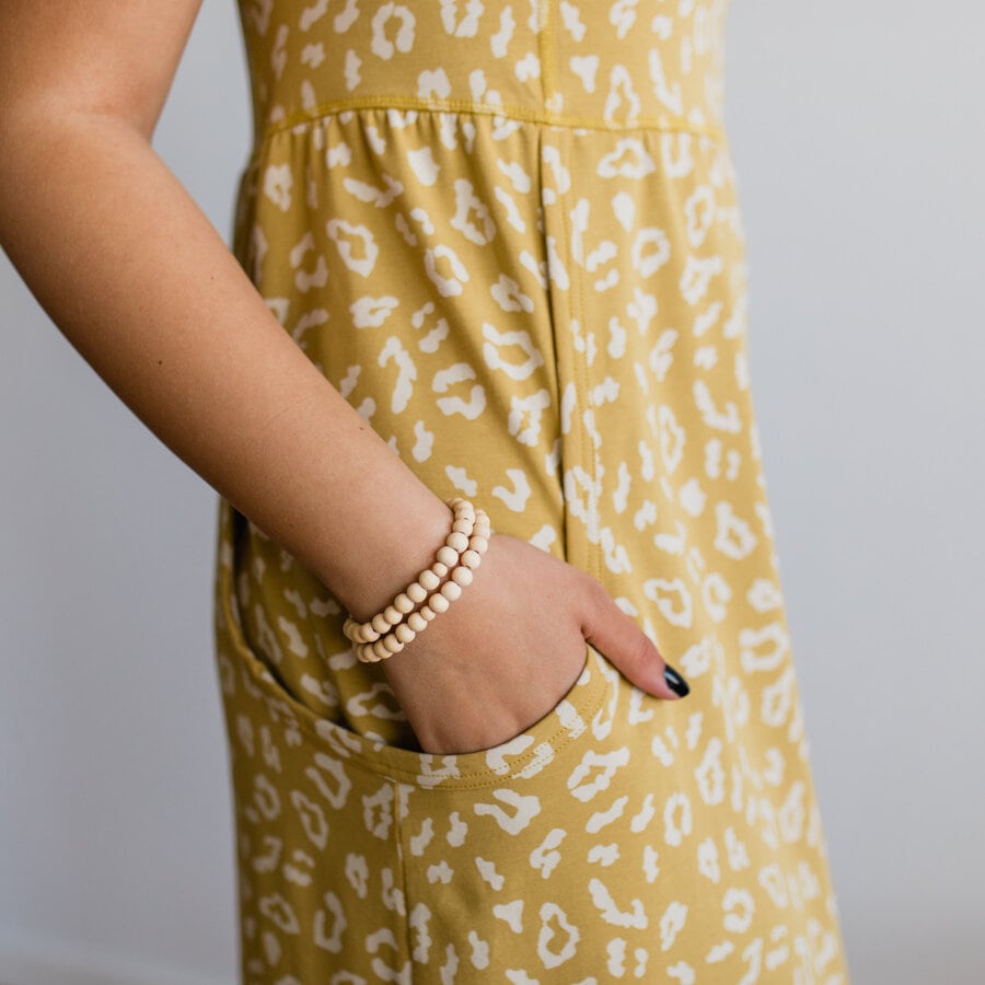 Make a wish long dress sj - small trace iris yellow