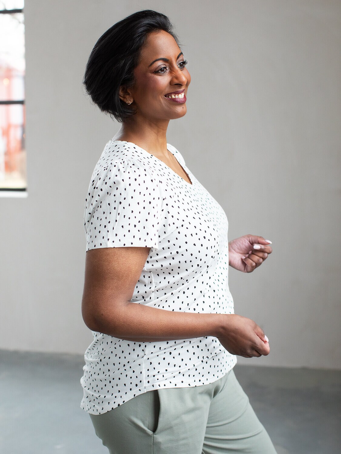 Madison v-neck top - rome soft white