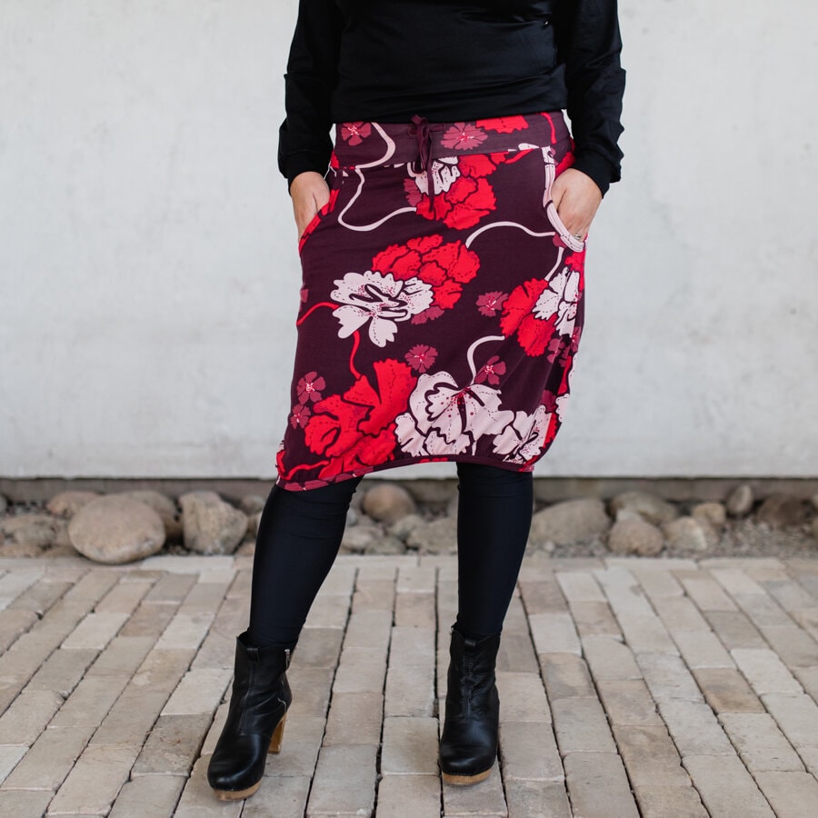Make a wish skirt sj - bloom fig red