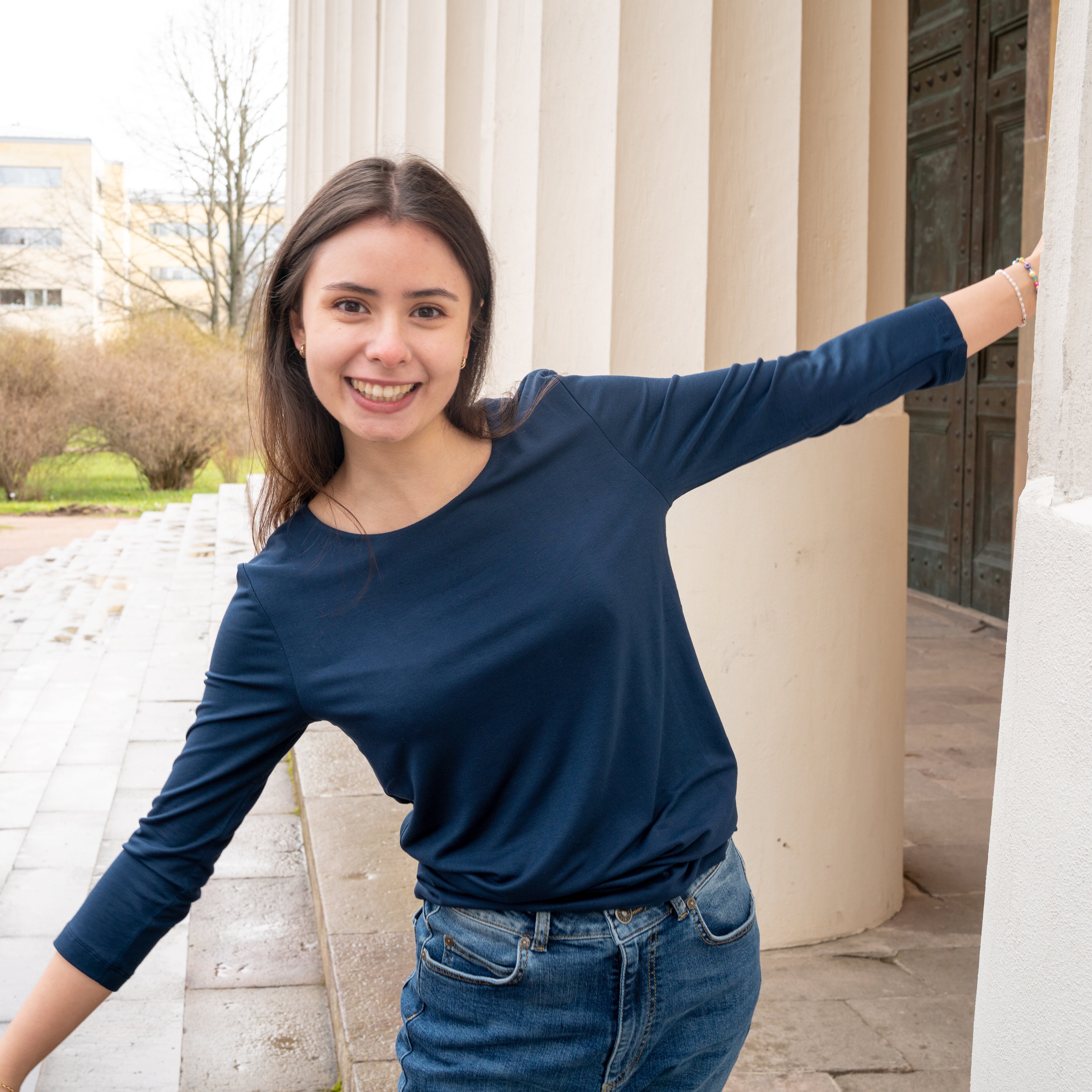 Elena top slit - navy 