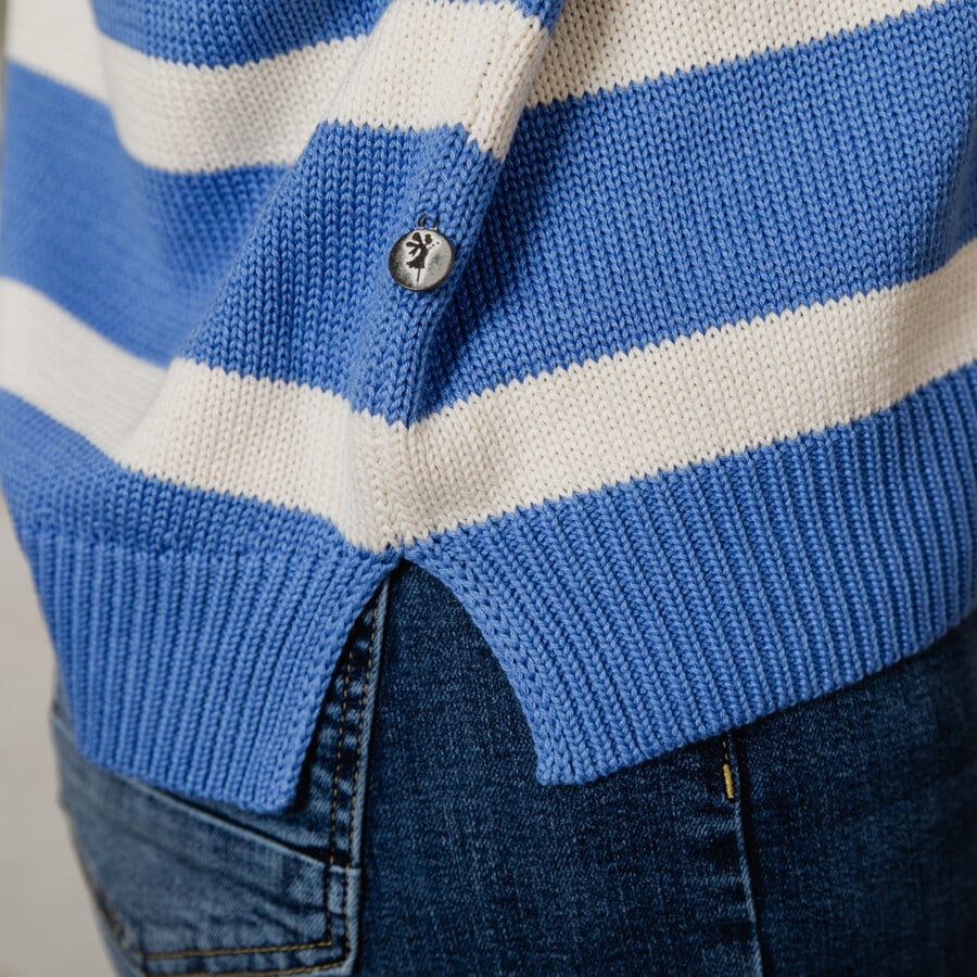 Front sweater - striped iris blue