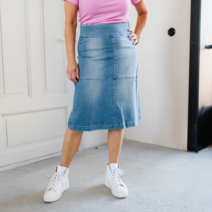 Point jeans skirt - mid blue