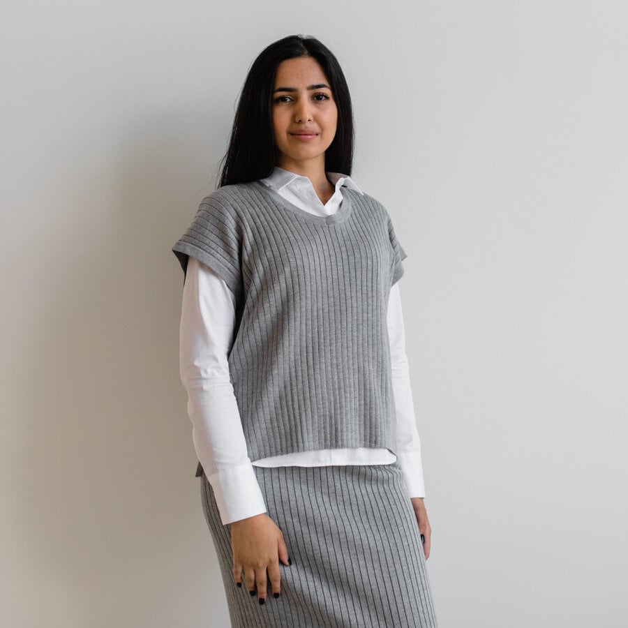 Tube knitted top - grey melange