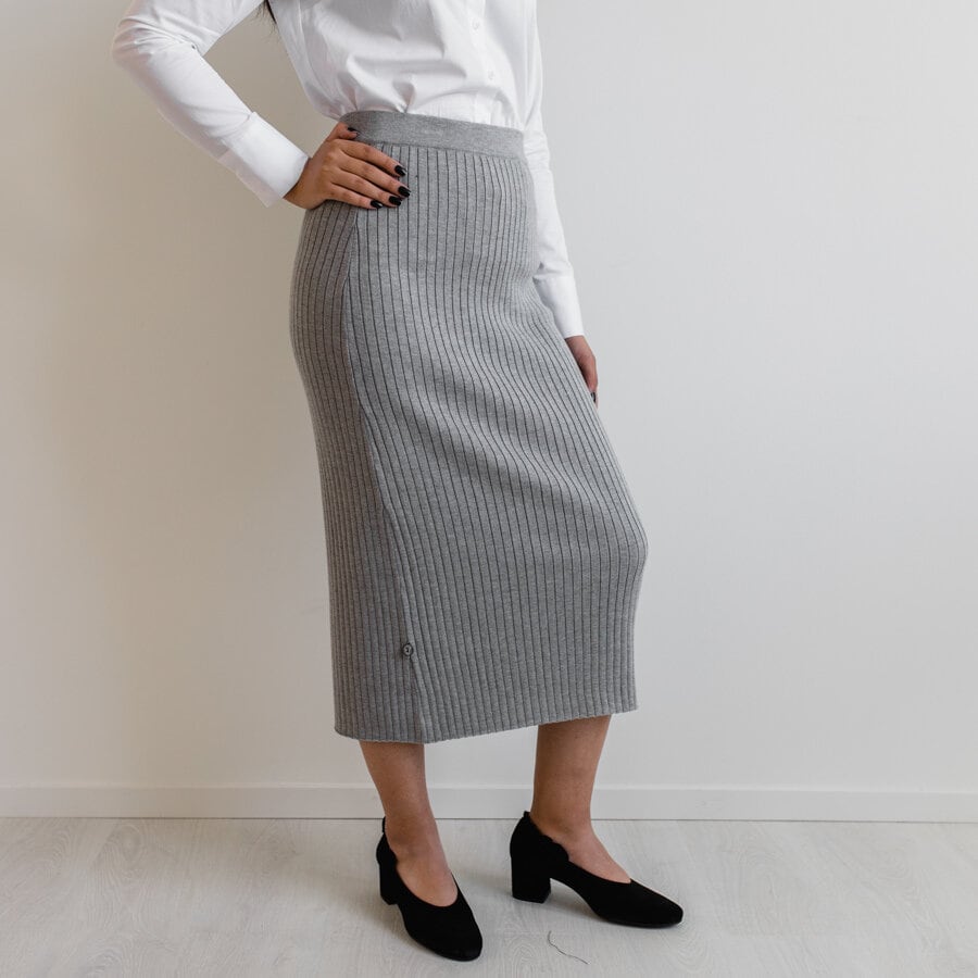 Tube knitted skirt - grey melange