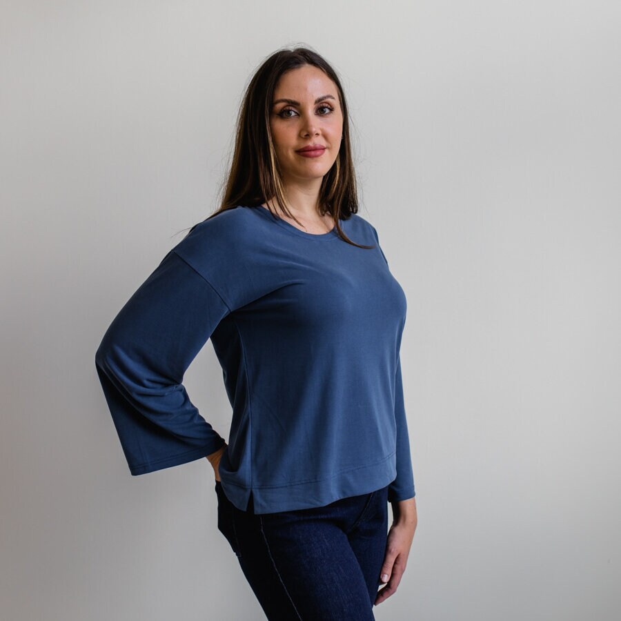 Shallow blouse - navy blue